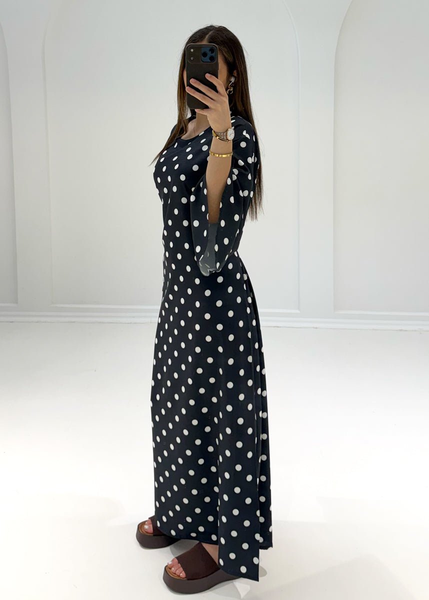 Maxikleid mit Punkteprint & Bindeband - NAHA