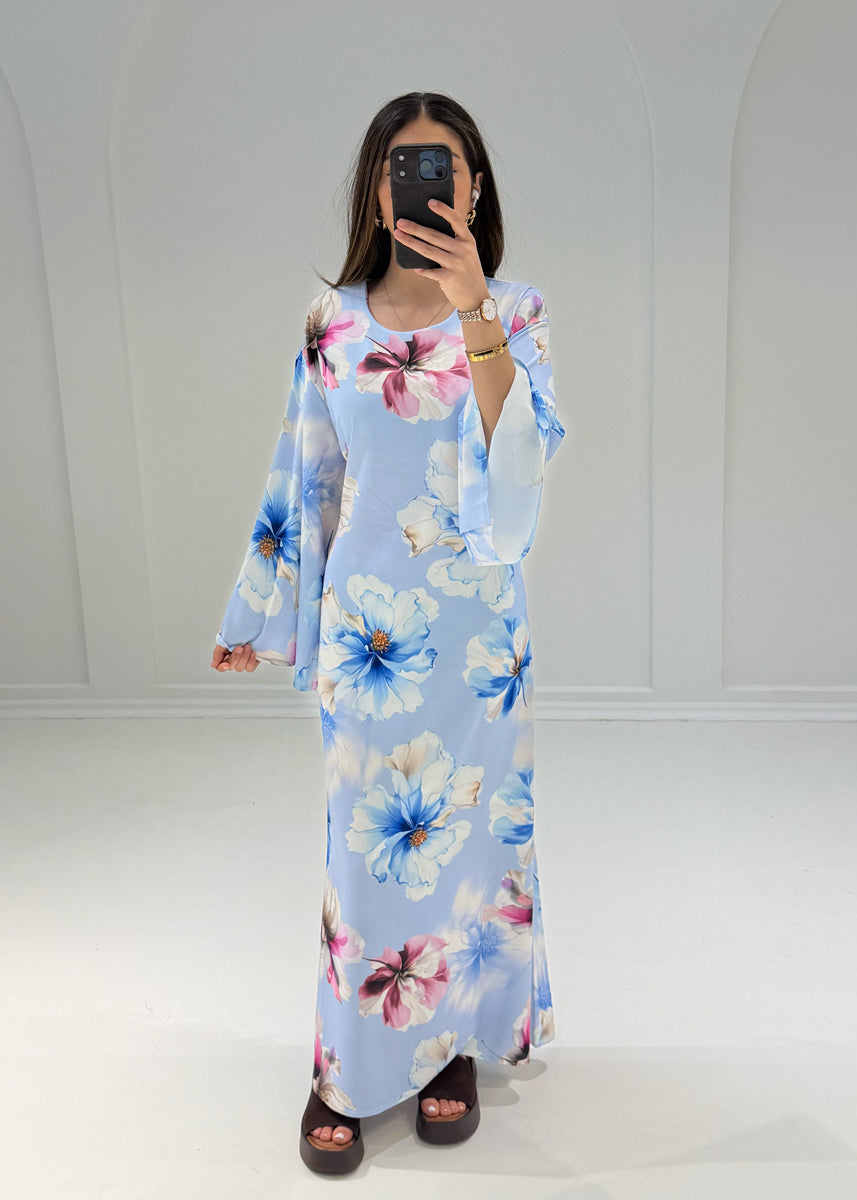 Maxikleid mit Blumenmuster & Bindeband