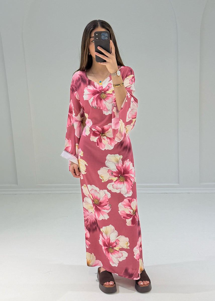 Maxikleid mit Blumenmuster & Bindeband