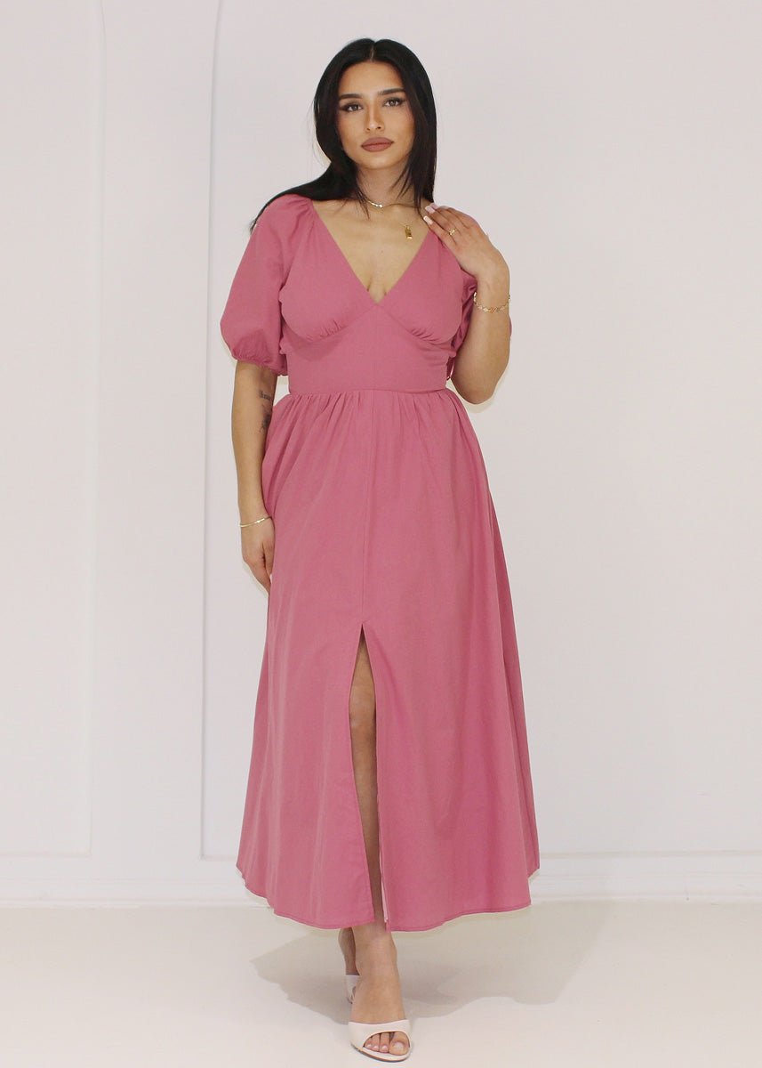 Midi-Kleid mit Puffärmeln - NAHA