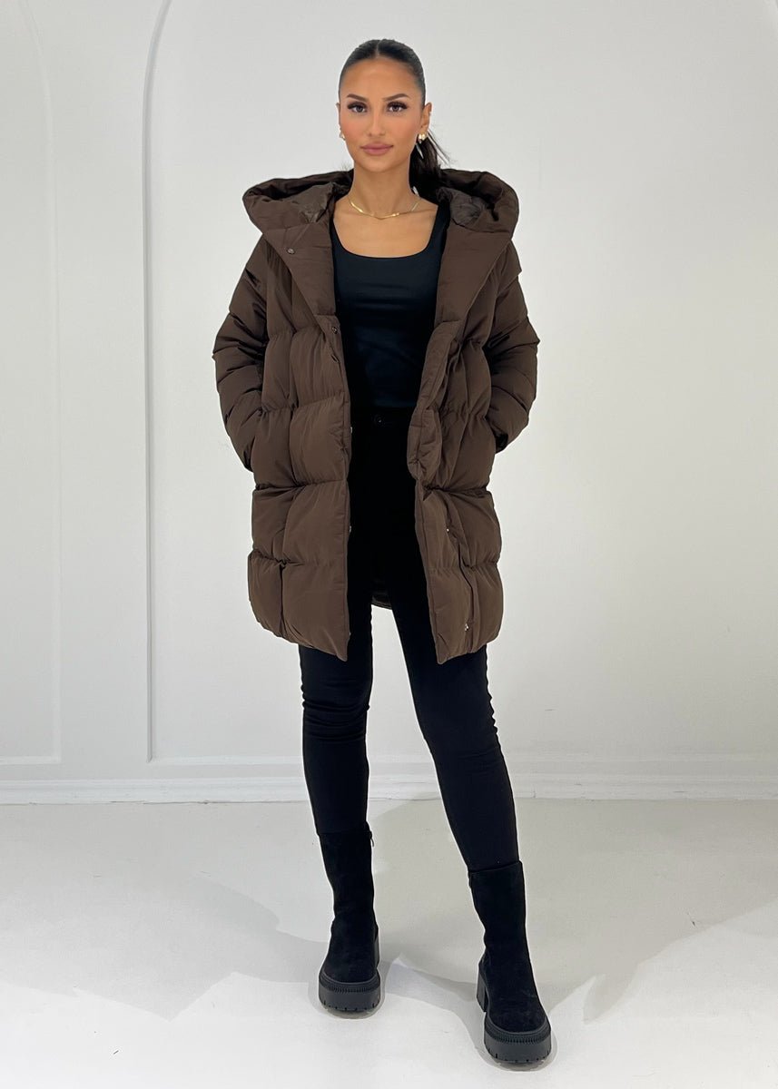 Mittellange Steppjacke mit Bindegürtel - NAHA
