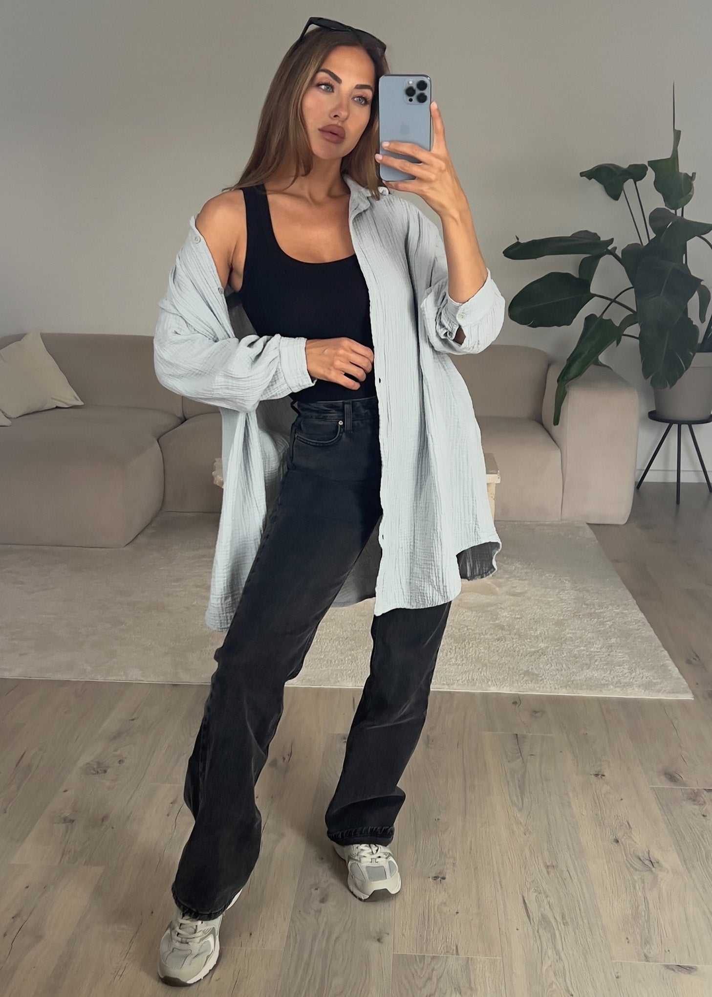 Lange Musselin-Bluse