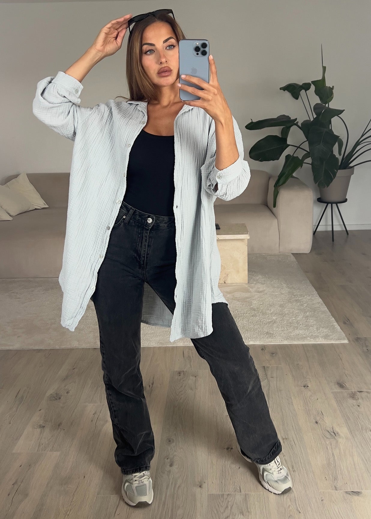 Lange Musselin-Bluse