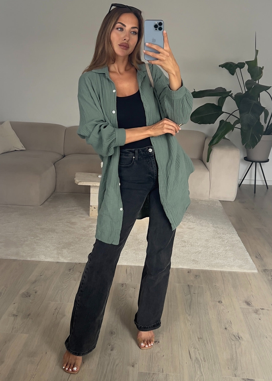 Lange Musselin-Bluse