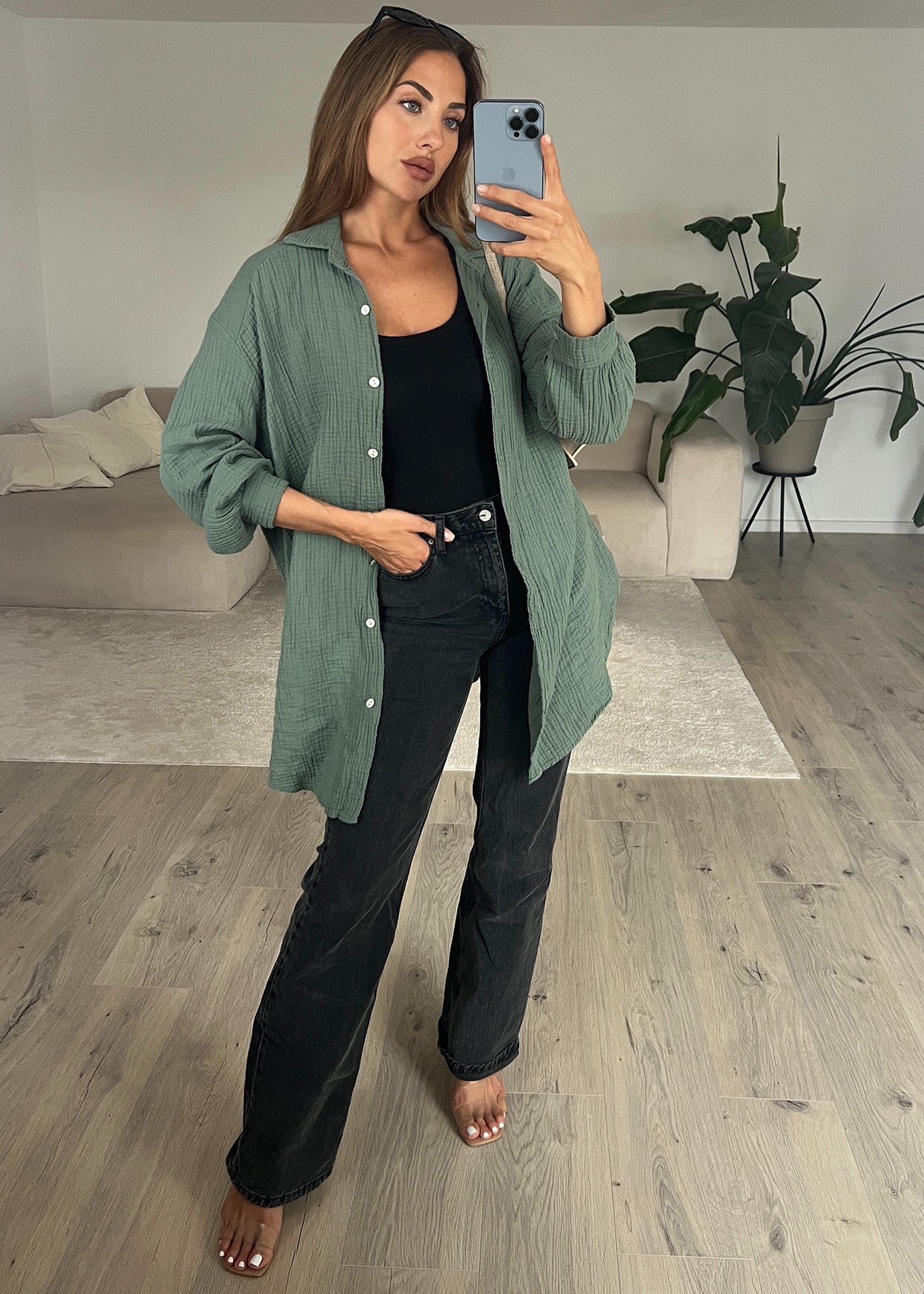 Lange Musselin-Bluse