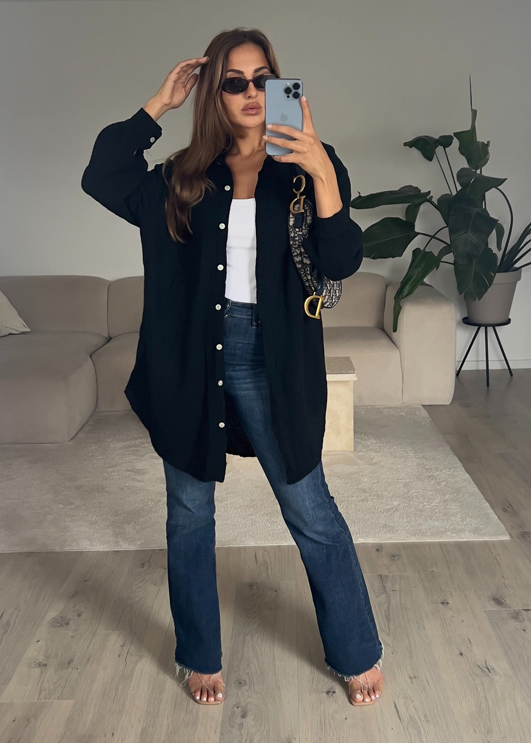 Lange Musselin-Bluse