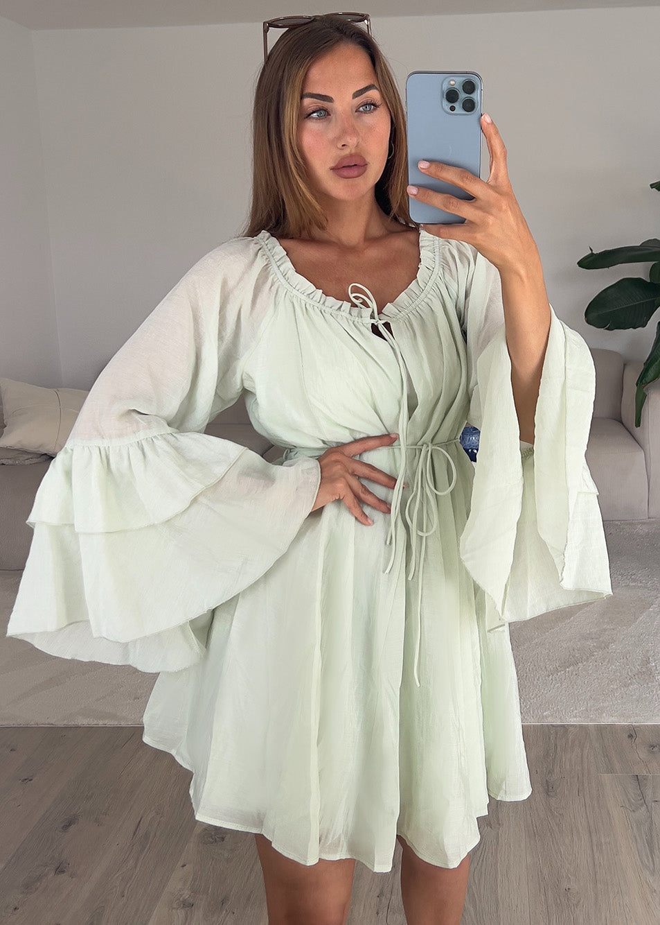 Boho-Kleid mit Volantärmeln