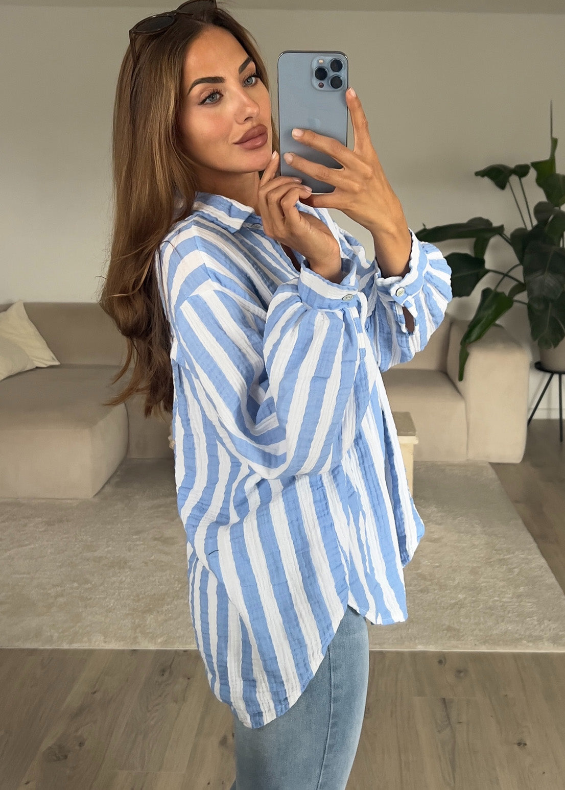 Gestreifte Musselin Bluse