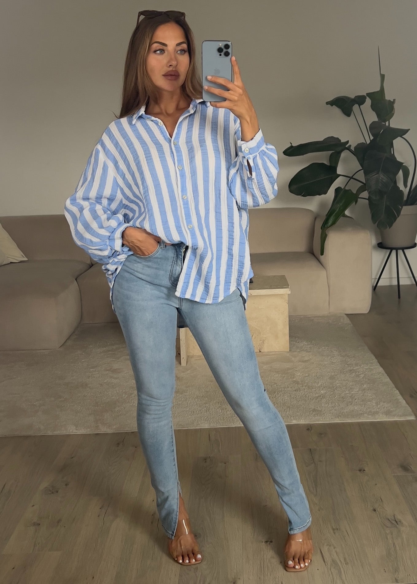 Gestreifte Musselin Bluse