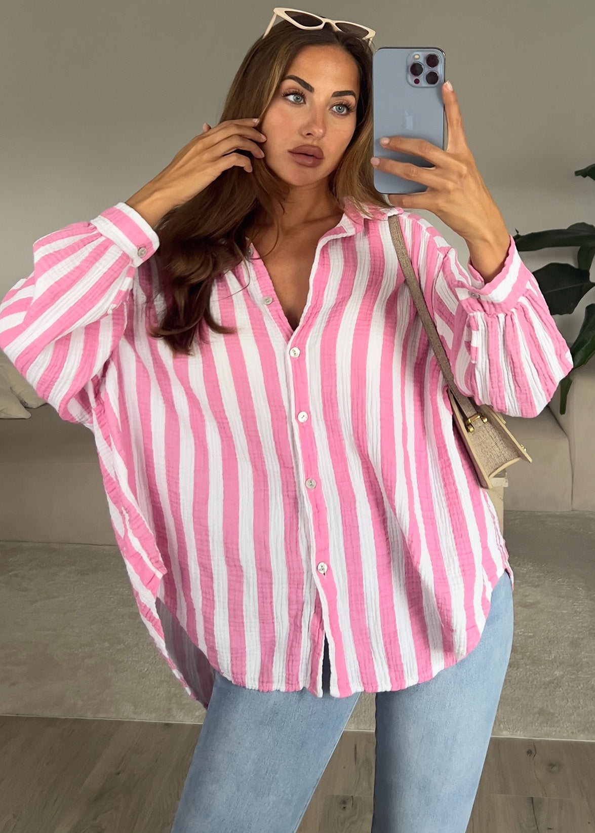 Gestreifte Musselin Bluse