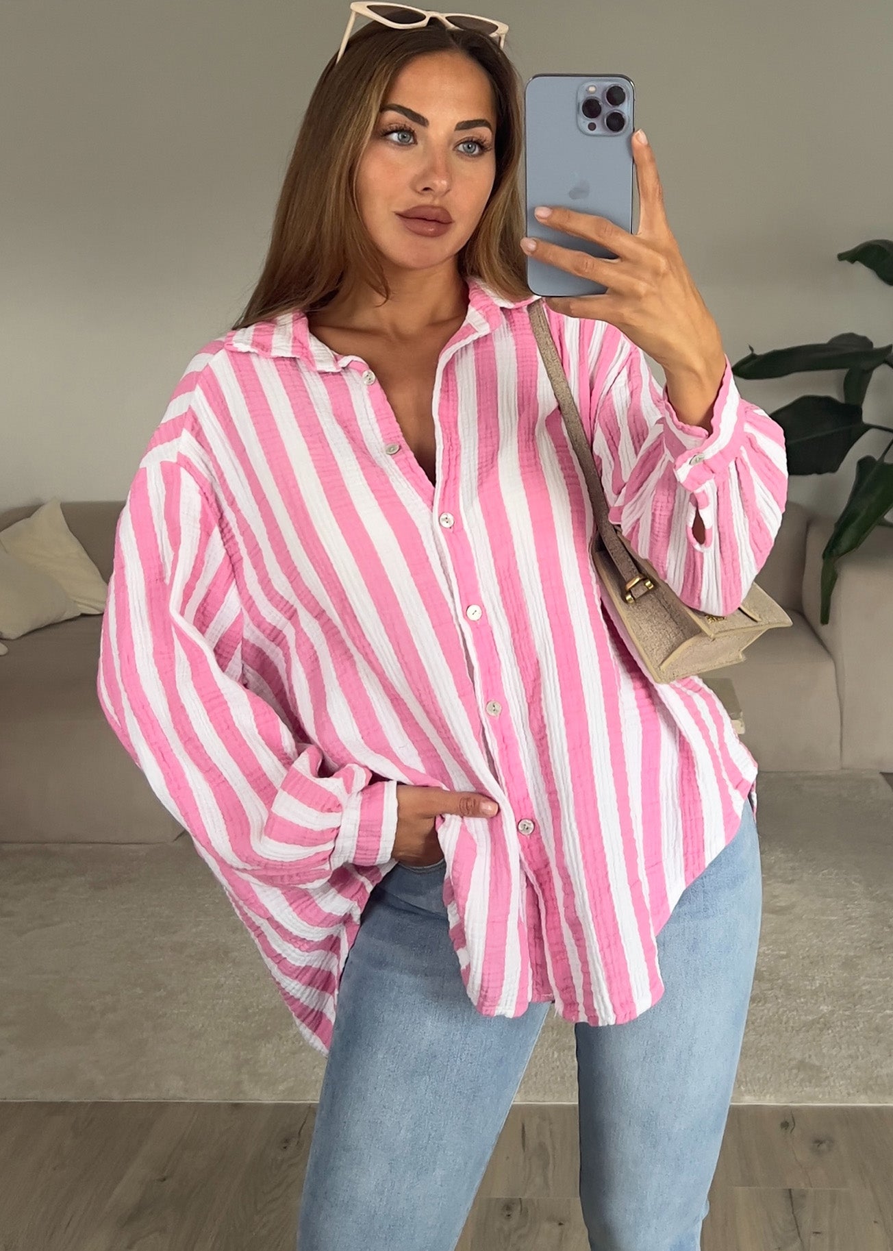 Gestreifte Musselin Bluse