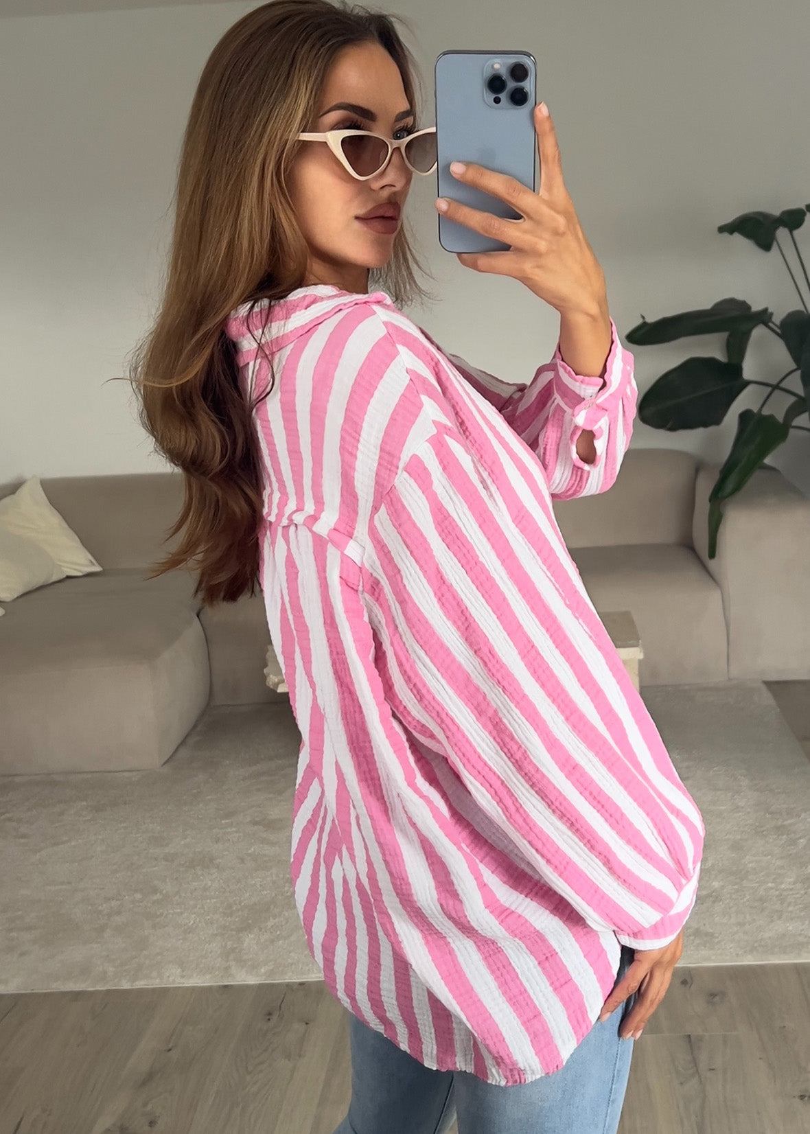 Gestreifte Musselin Bluse