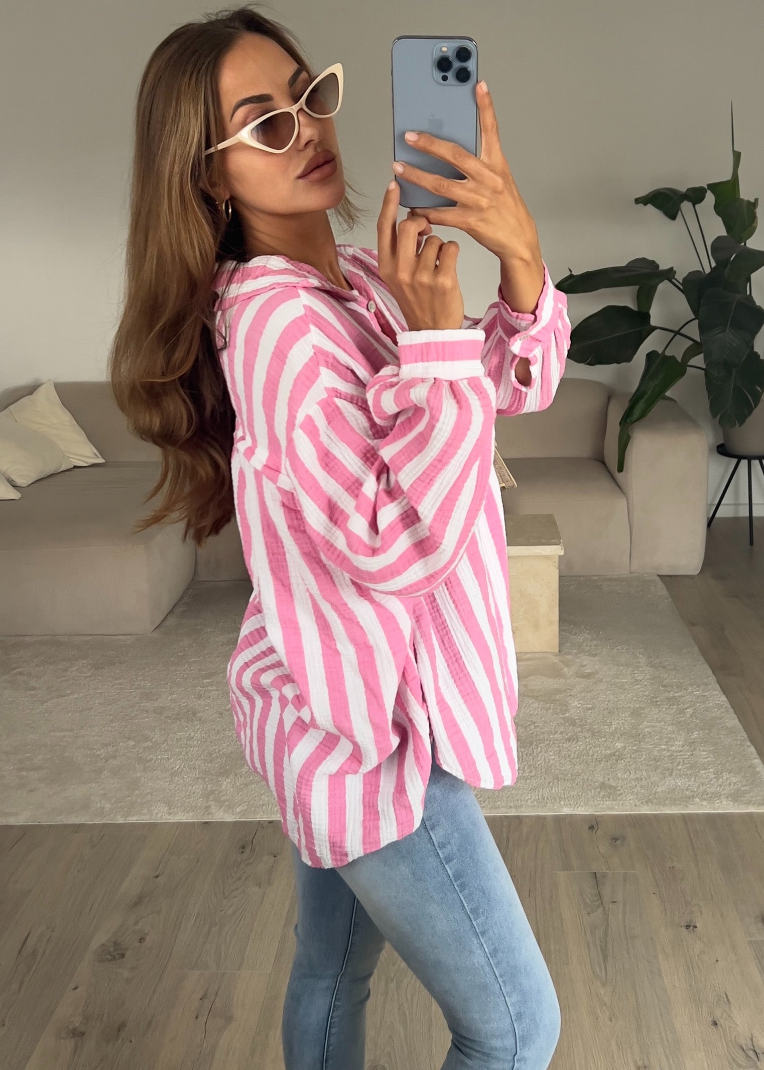 Gestreifte Musselin Bluse