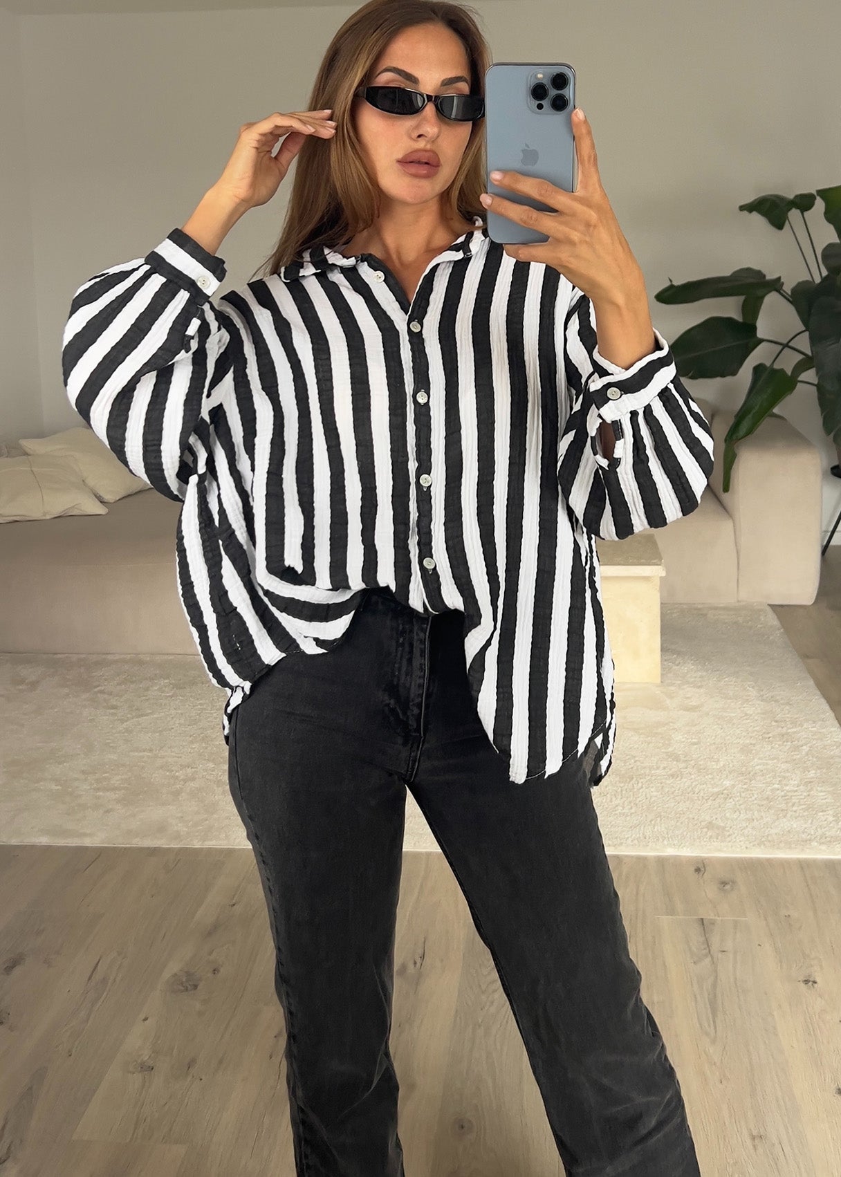 Gestreifte Musselin Bluse