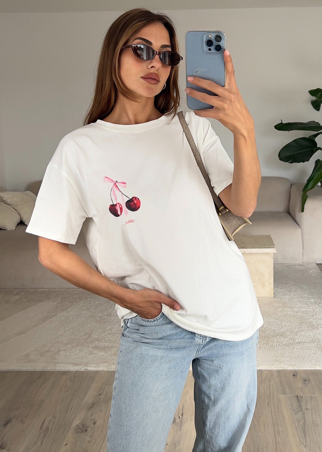 Oversize T-Shirt mit Kirschprint - NAHA