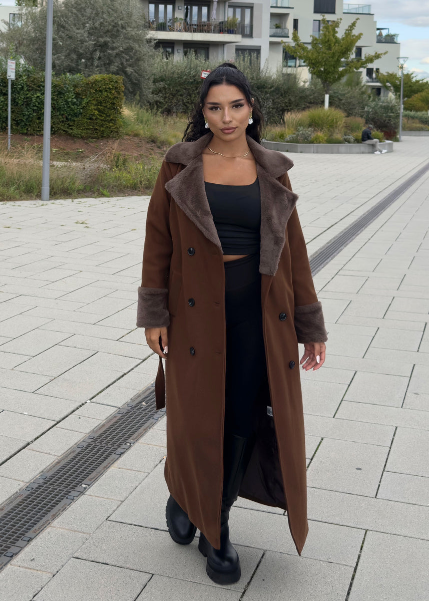 Mantel mit Kunstpelz