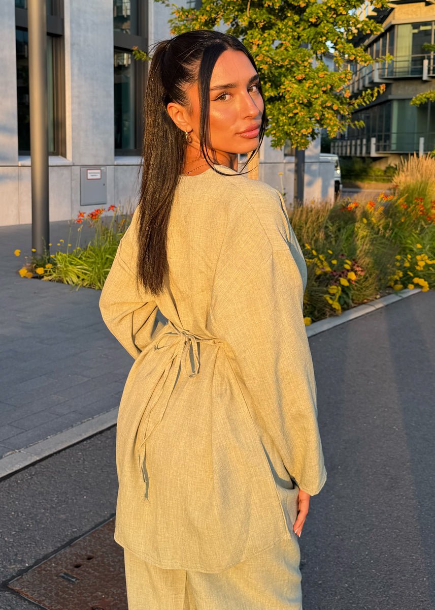 Set mit Bindeband & Goldknopf Mint - NAHA