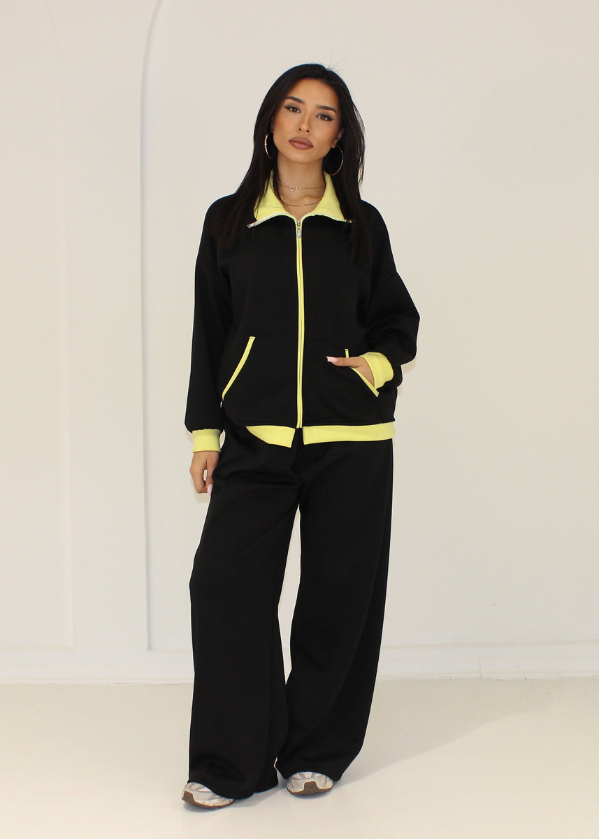 Sweat-Set Damen mit Zipjacke und weiter Hose