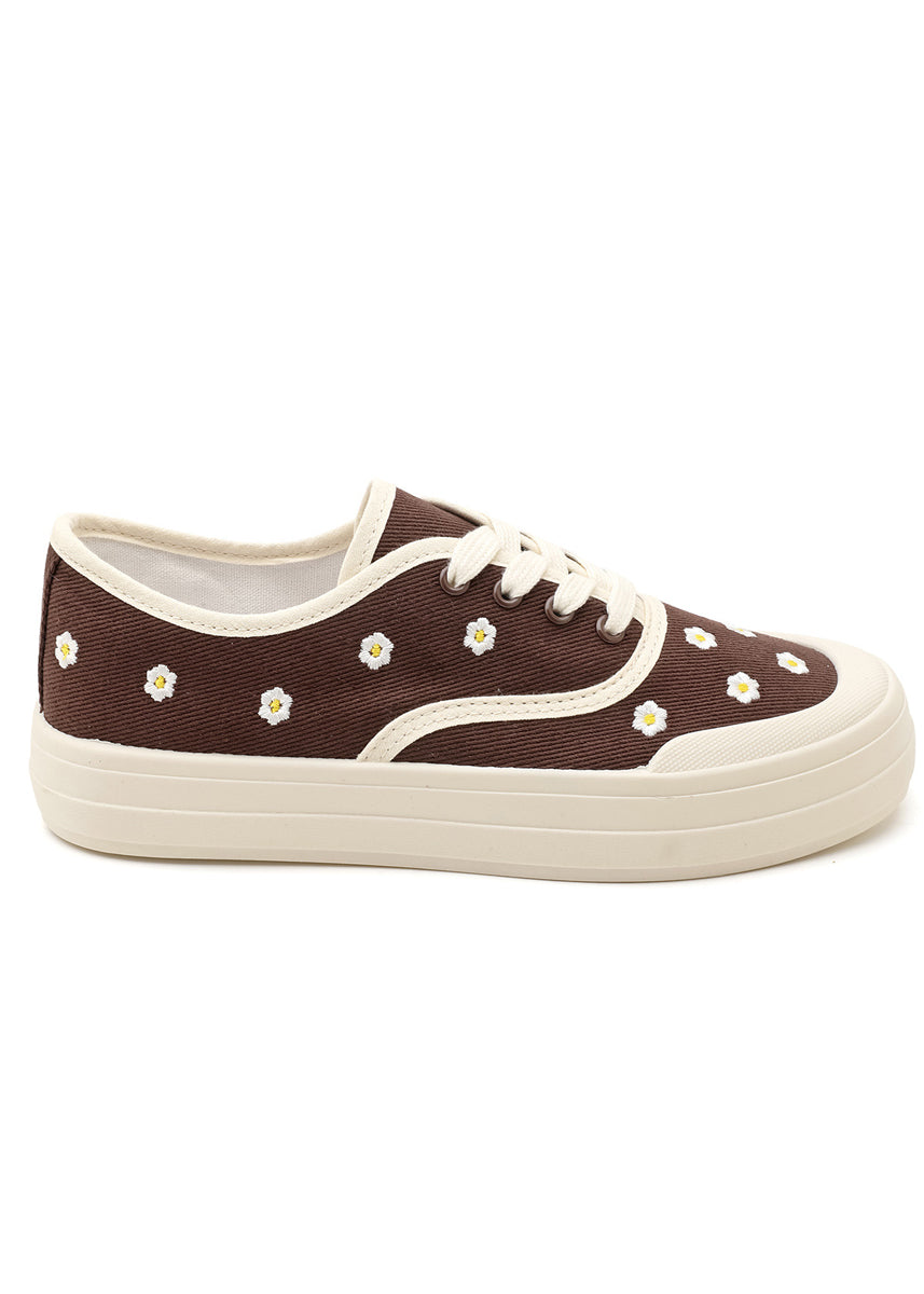 Sneaker mit Blumenstickerei