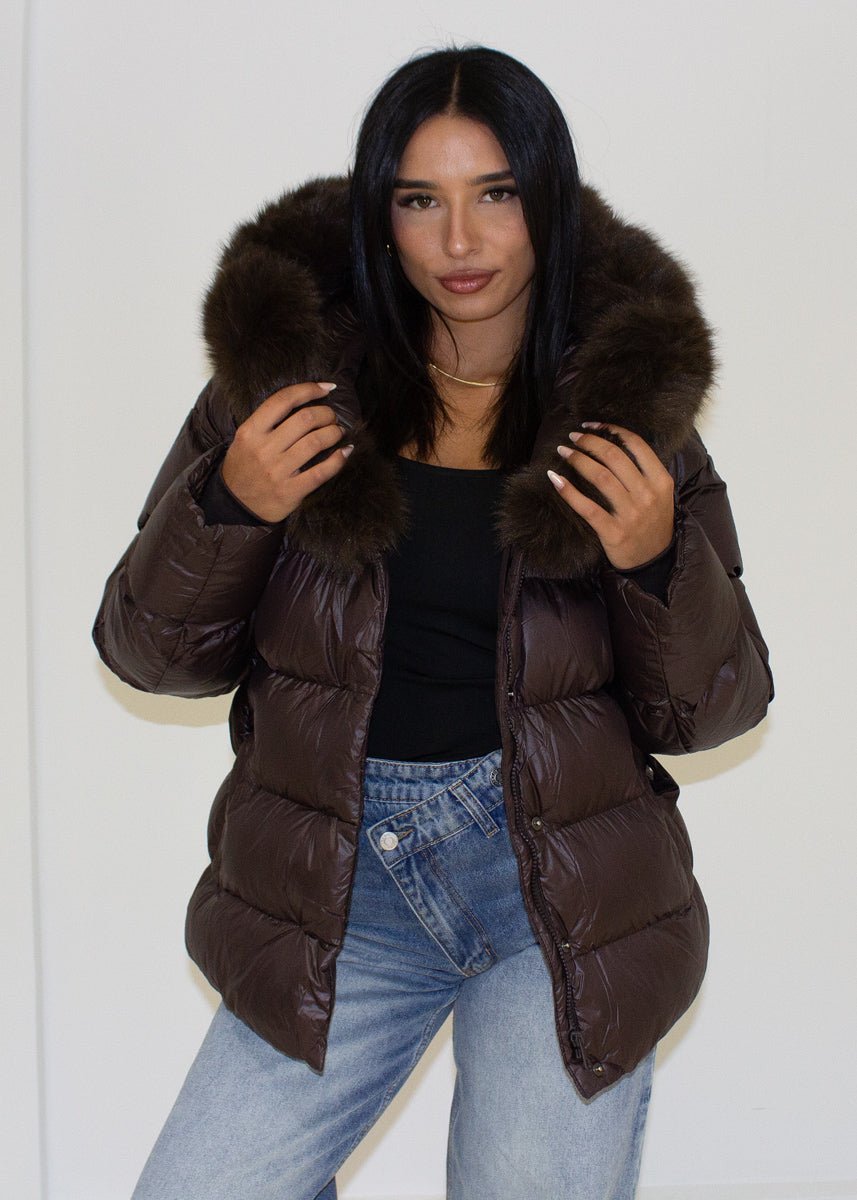 Steppjacke mit Kapuze & Bindegürtel - NAHA