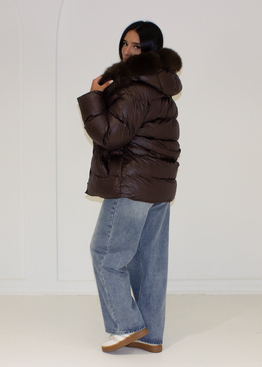 Steppjacke mit Kapuze & Bindegürtel - NAHA