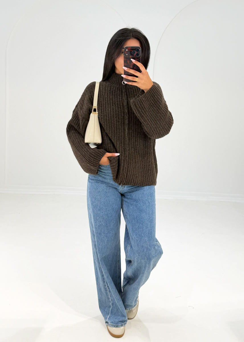 Strickjacke mit Reißverschluss
