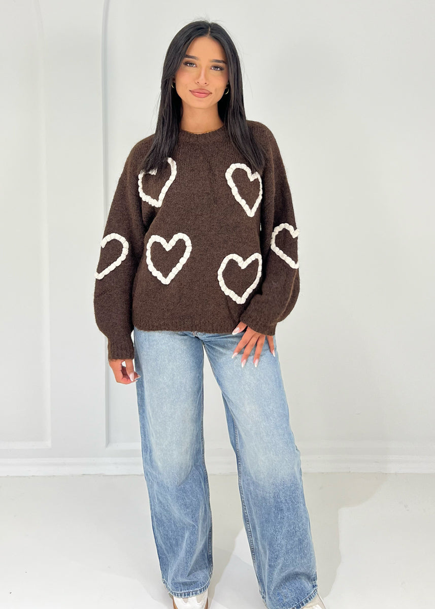 Strickpullover mit Herz-Muster