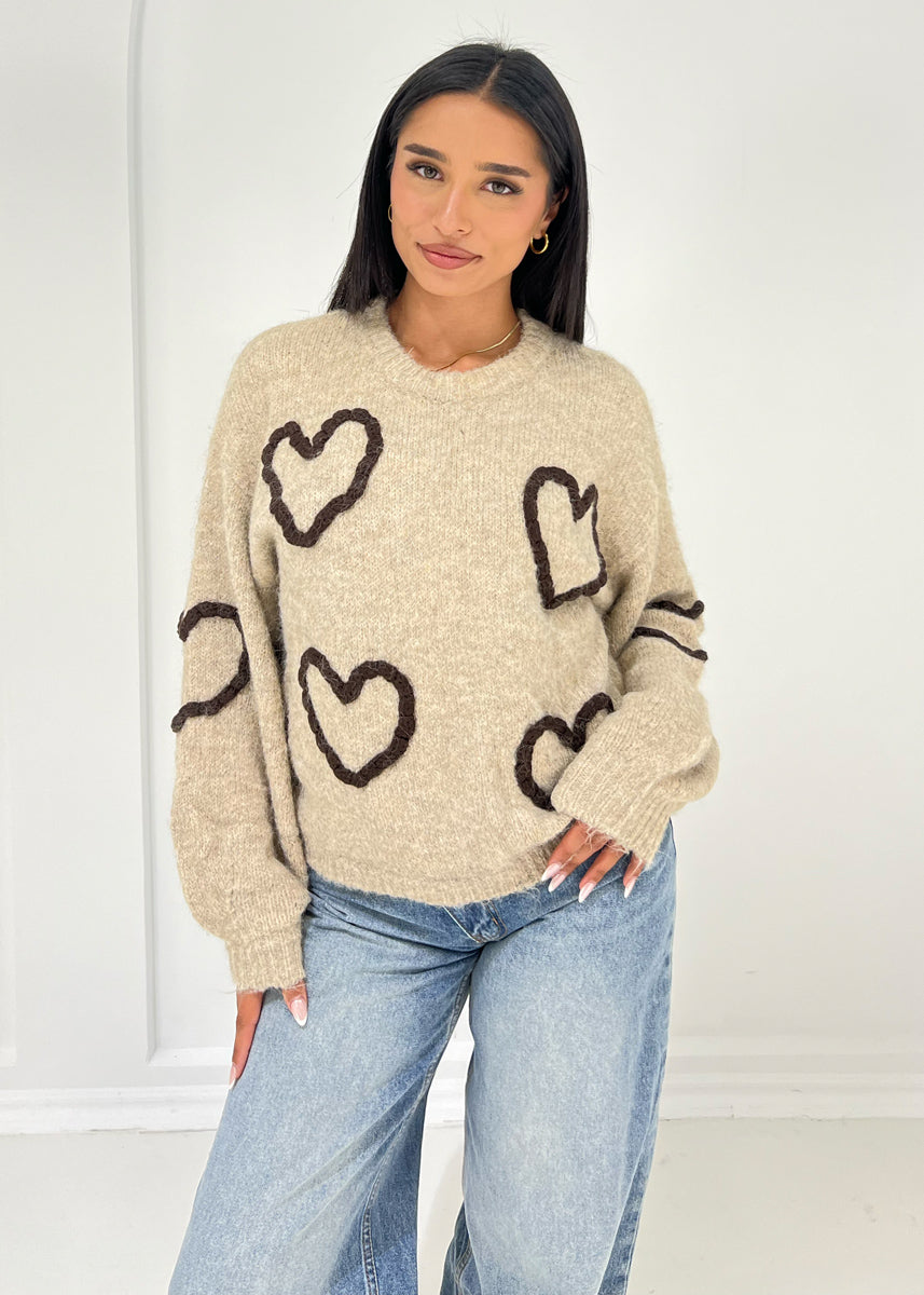 Strickpullover mit Herz-Muster