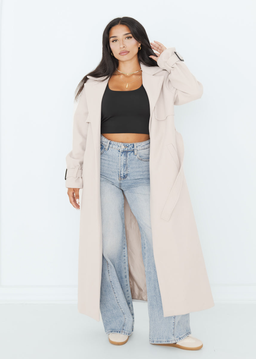 Oversized Trenchcoat Beige mit Gürtel