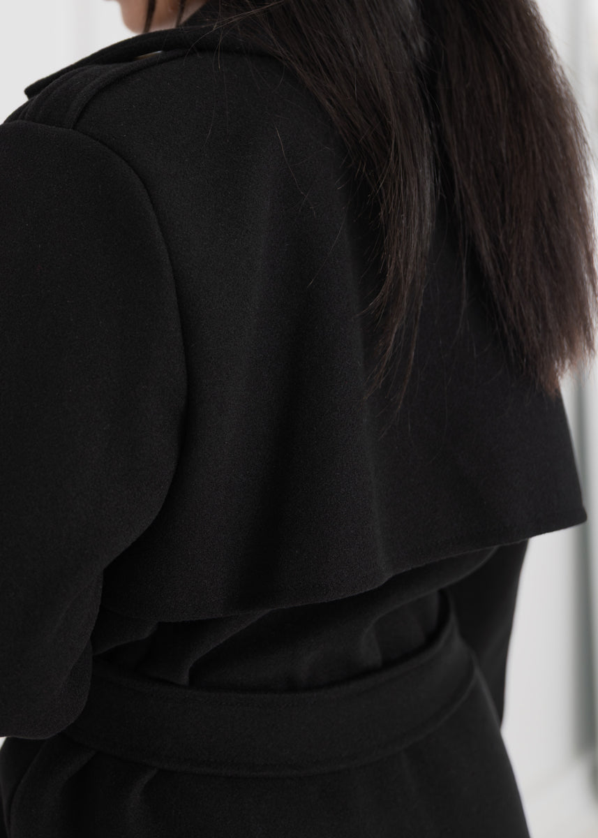 Oversized Trenchcoat Schwarz mit Gürtel