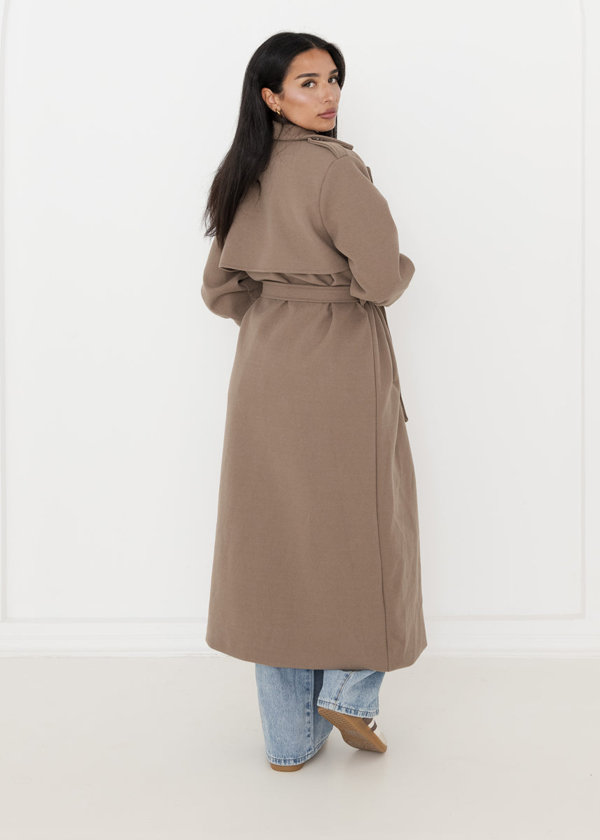 Oversized Trenchcoat Taupe mit Gürtel