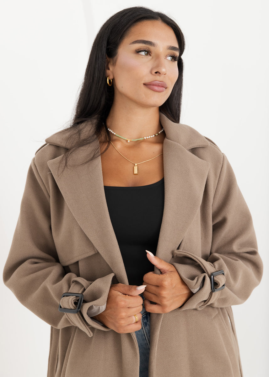 Oversized Trenchcoat Taupe mit Gürtel