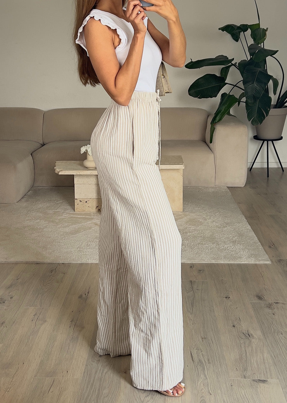 Gestreifte Musselin Hose