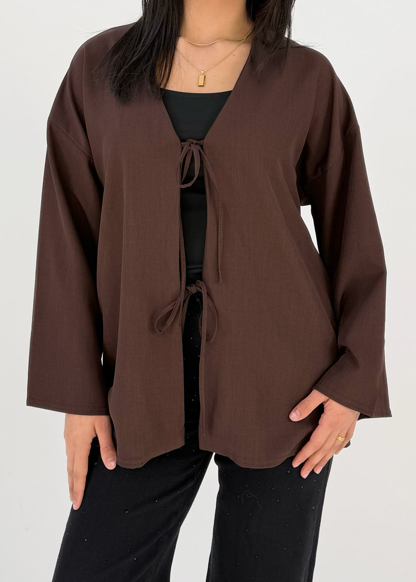 Bluse mit Bindebändern