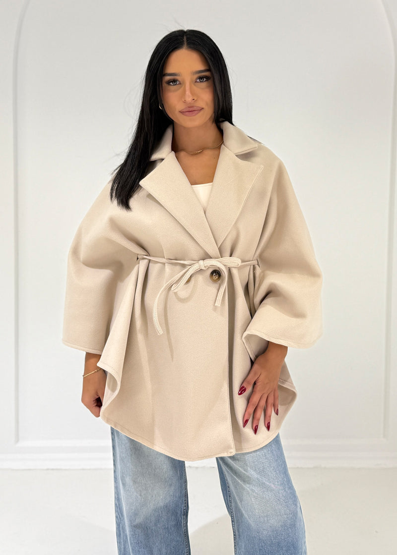 Poncho mit Bindegürtel