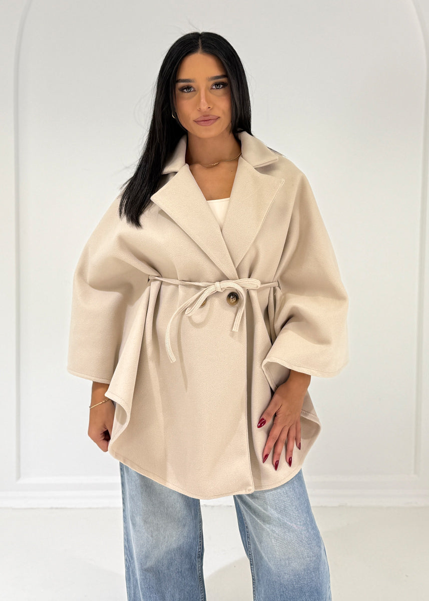 Poncho mit Bindegürtel