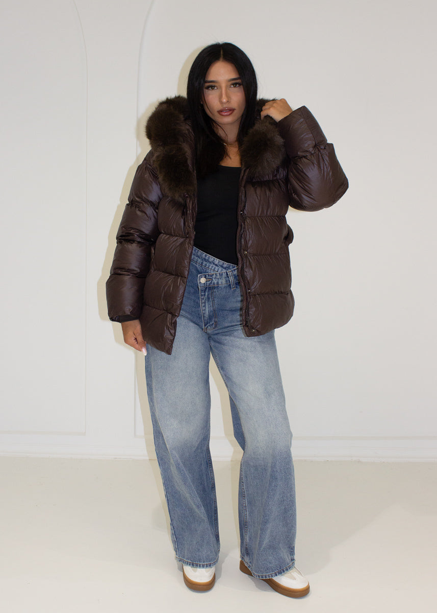 Steppjacke mit Kapuze & Bindegürtel