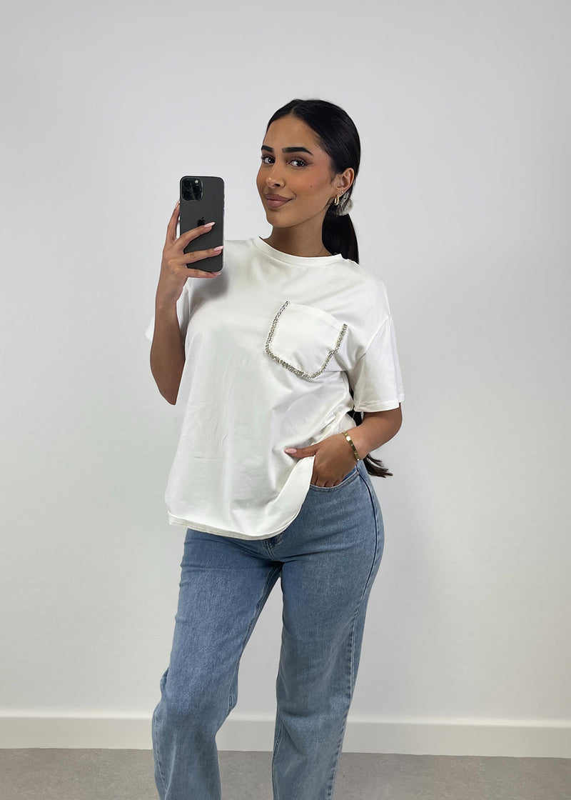 Basic T-Shirt mit Strasssteinen