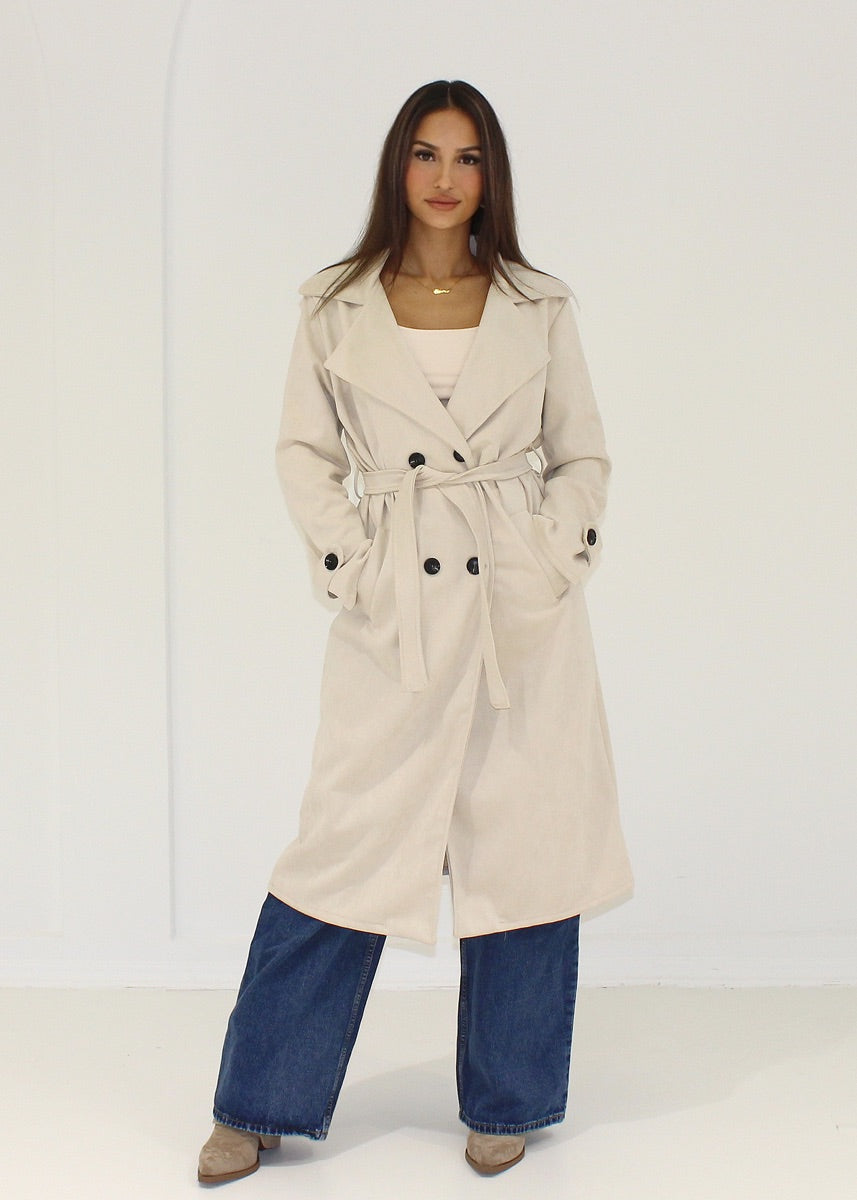 Mantel in Wildlederoptik