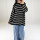 Gestreifter Oversize Pullover Schwarz