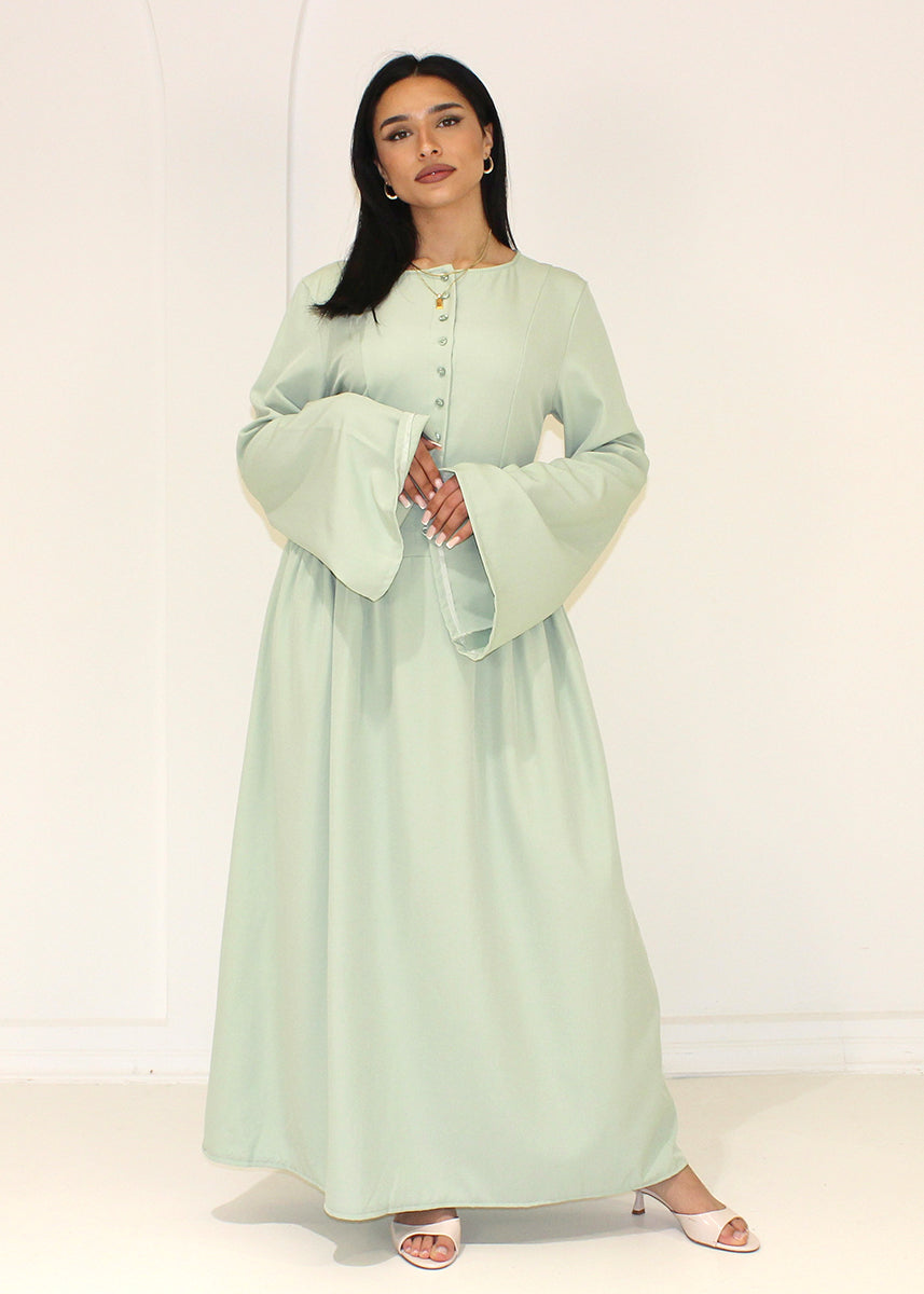 Maxikleid mit Knopfleiste und langen Ärmeln