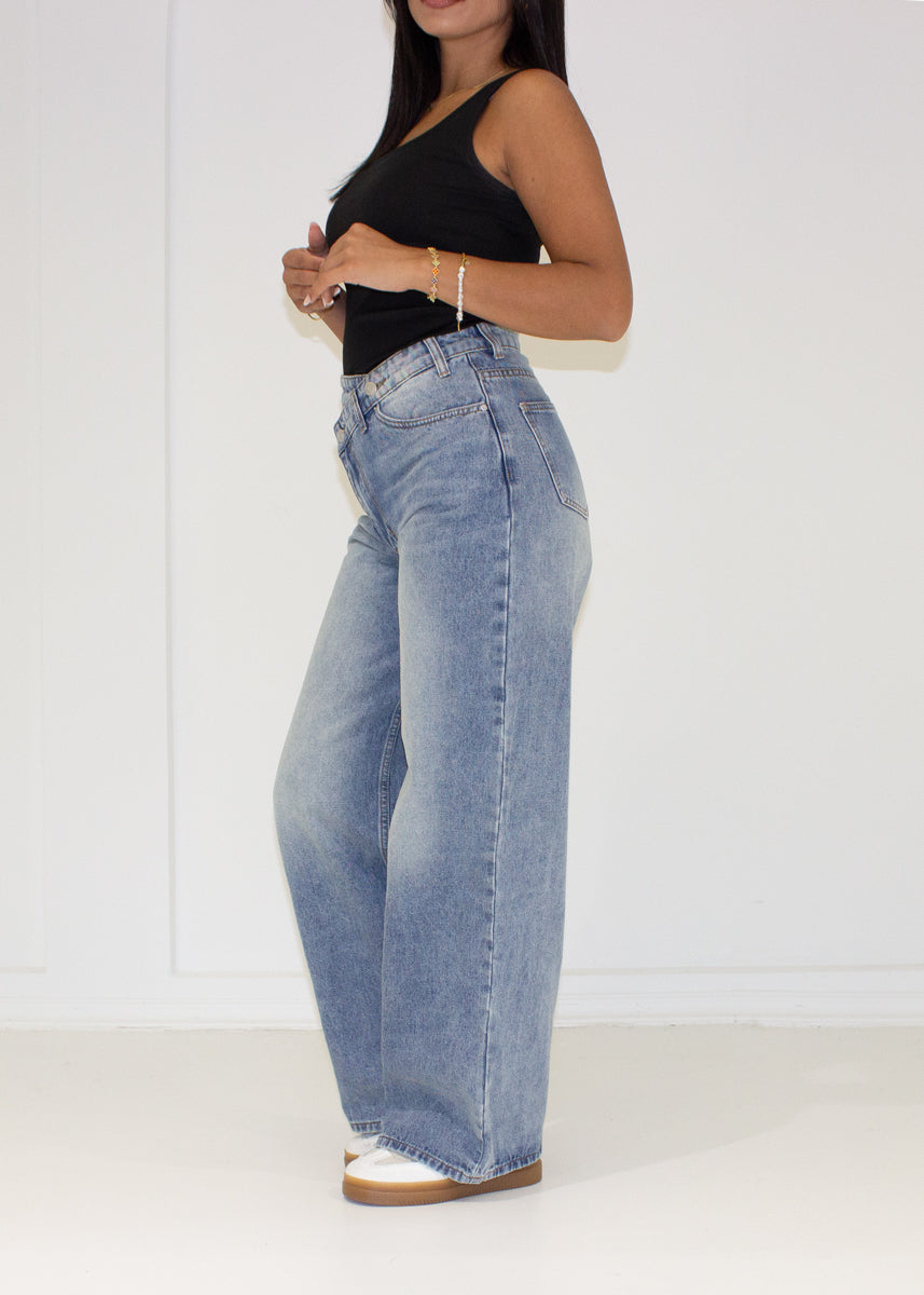 Jeanshose High Waist mit weitem Bein