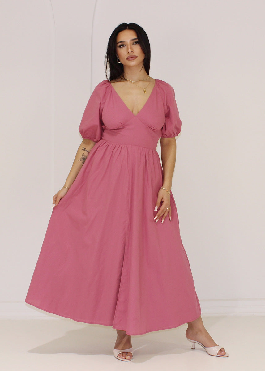 Midi-Kleid mit Puffärmeln