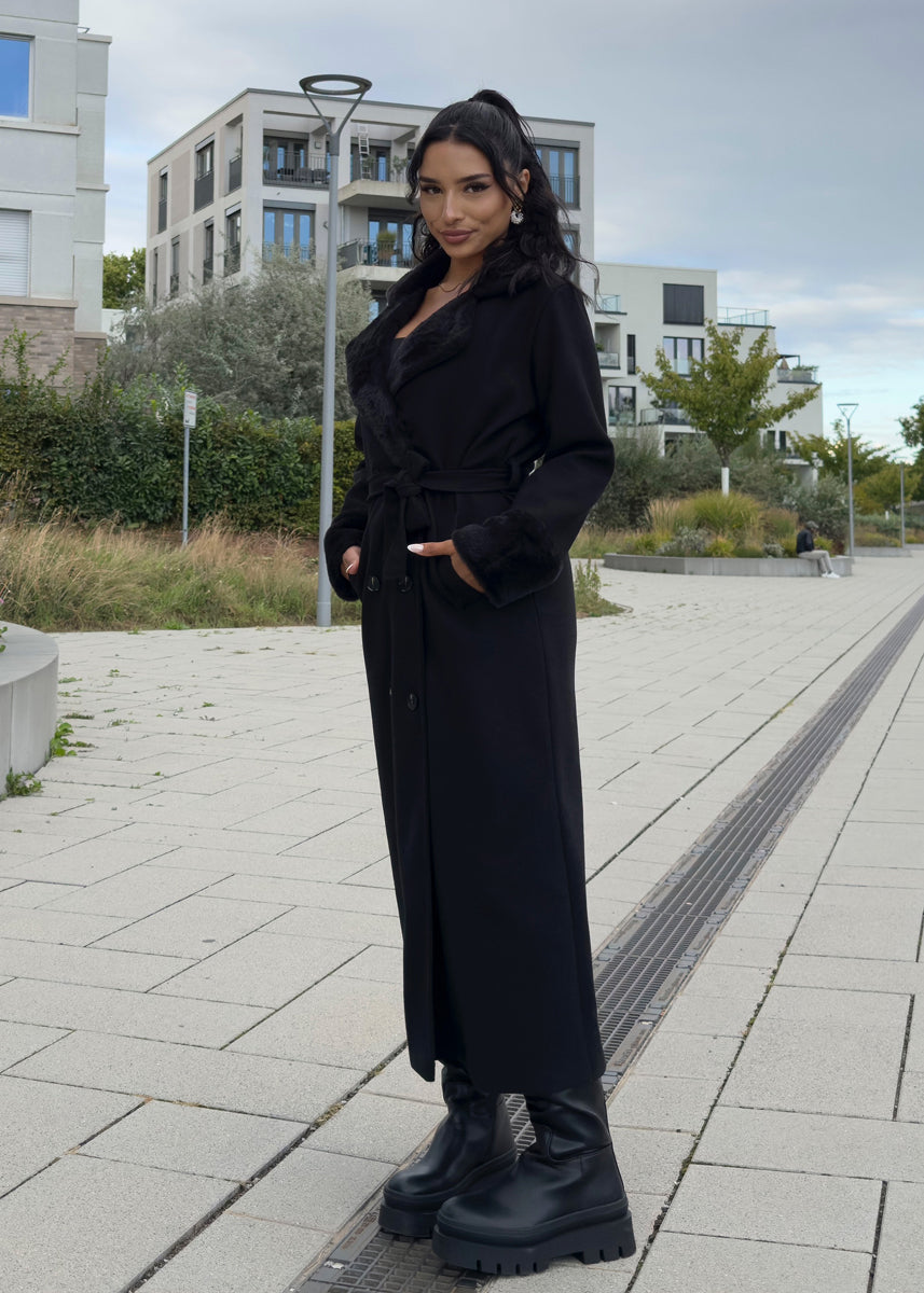 Mantel mit Kunstpelz