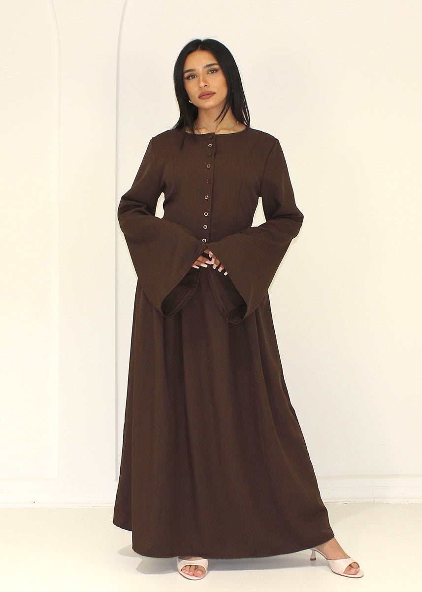 Maxikleid mit Knopfleiste und langen Ärmeln