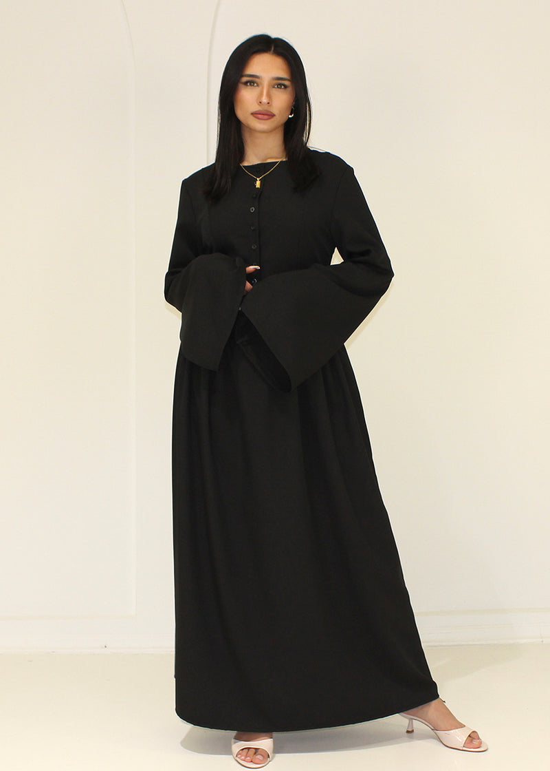 Maxikleid mit Knopfleiste und langen Ärmeln