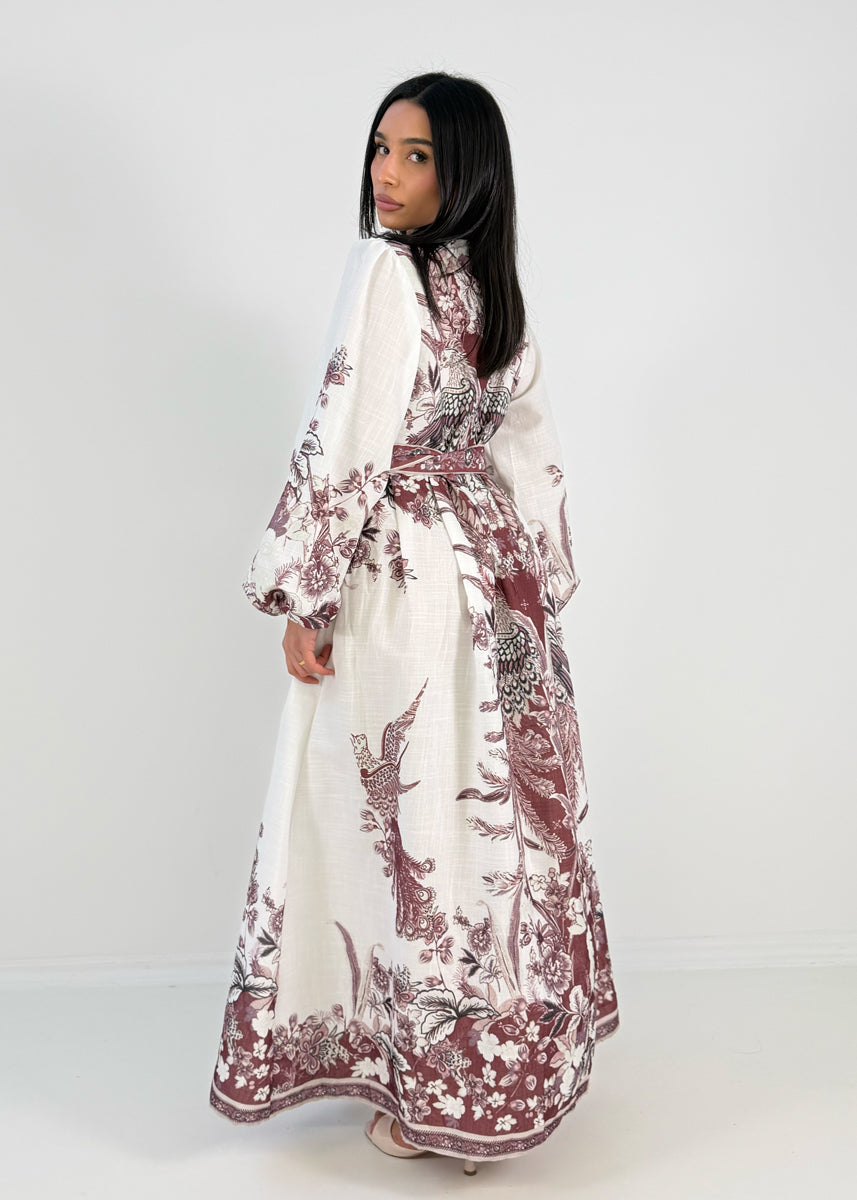 Maxikleid mit Print und Gürtel