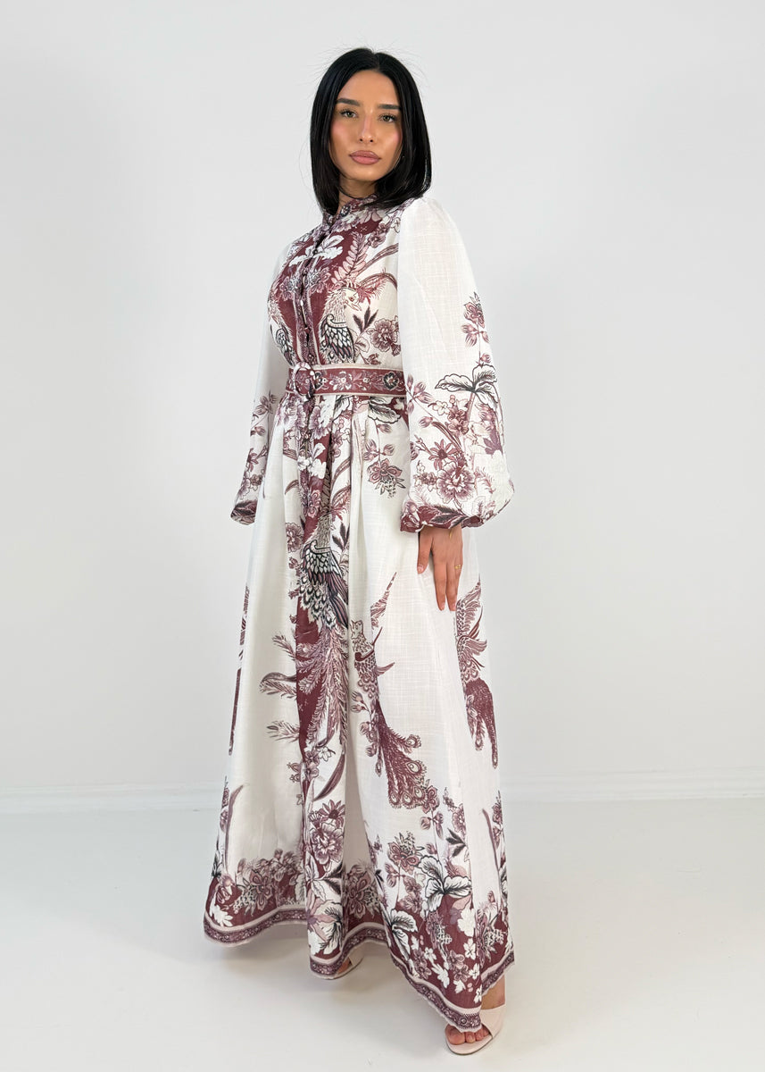 Maxikleid mit Print und Gürtel