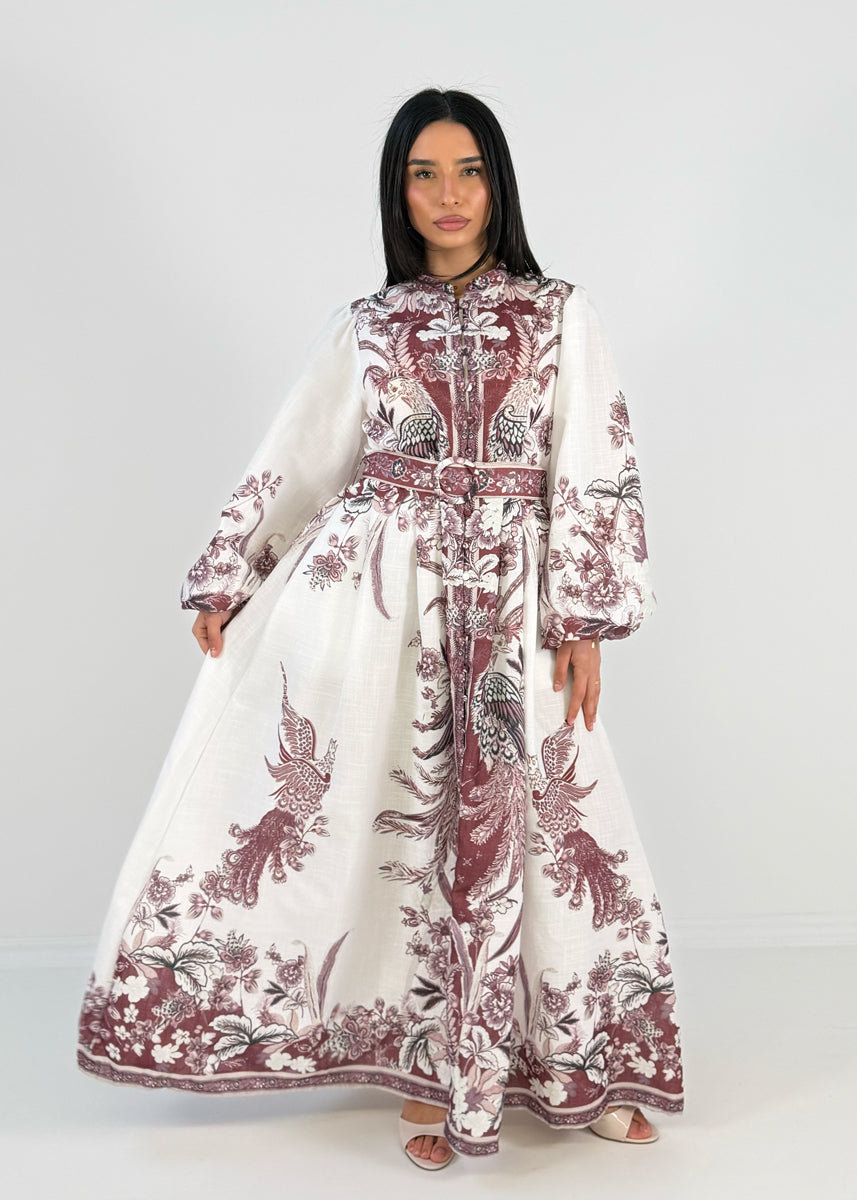 Maxikleid mit Print und Gürtel