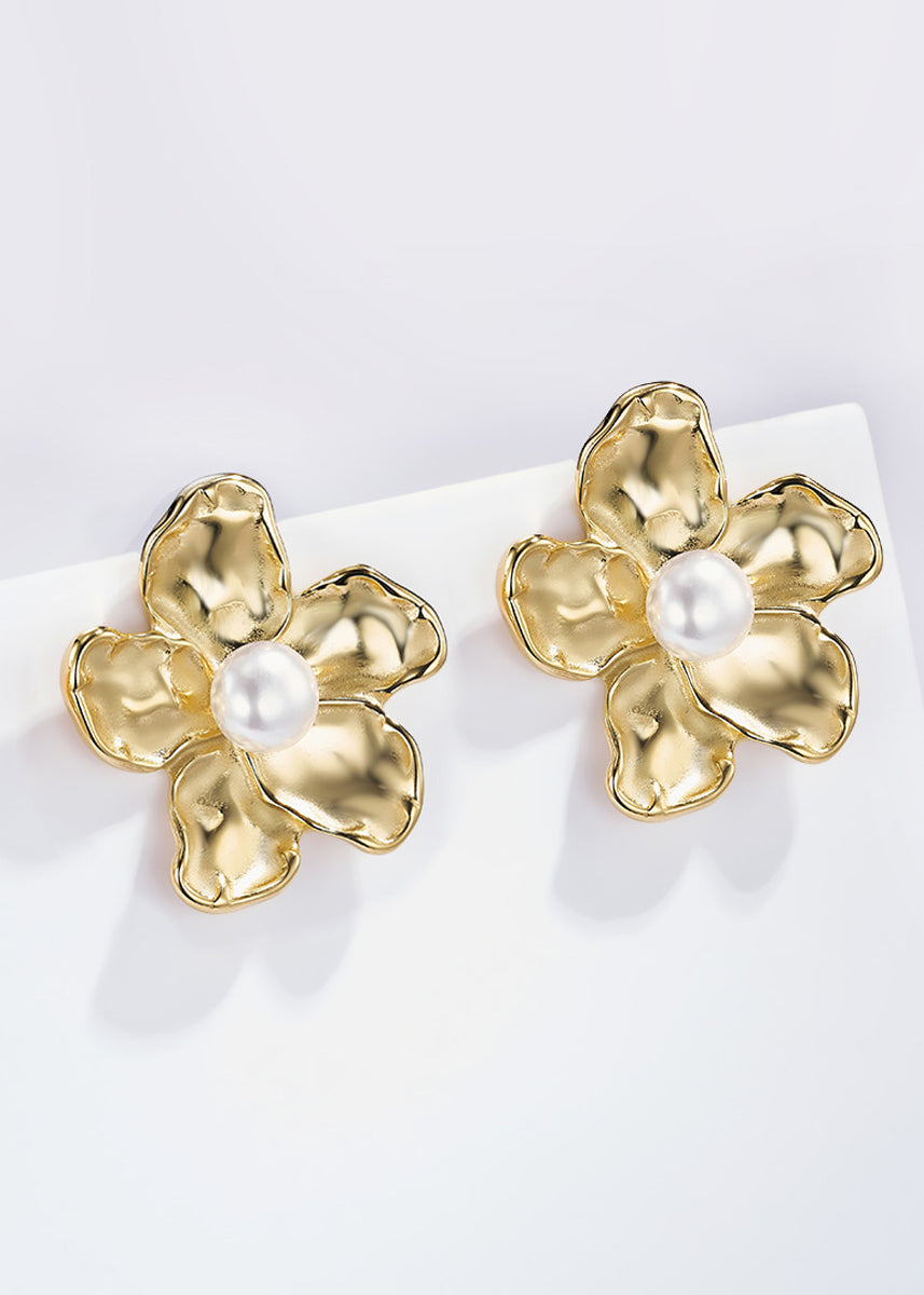 Ohrringe mit Blumenform & Perlenelement